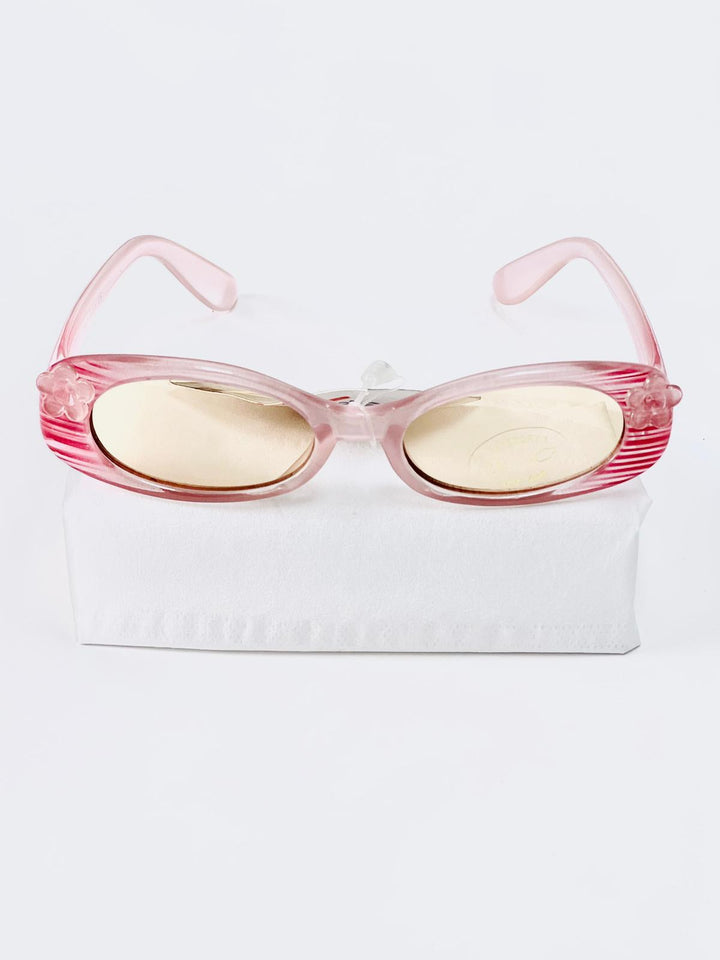 Kindersonnenbrille UV – Rosa gestreift und klar mit Blume