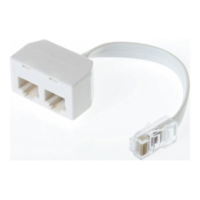 Qnect, Modular Adapter 8P8C Han - 2x8P8C Hun, 0,1m, hvid