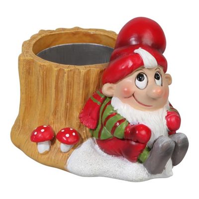 Lysestage med siddende Julius-Nisse, H 12cm, Dia. 5cm 1/boks, Rød ⎮ 5713582244285 ⎮ DG_002633