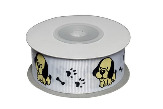 Dekobånd hvid m/hunde 25mm 10m  ⎮ 5700137406120 ⎮ VE_740612