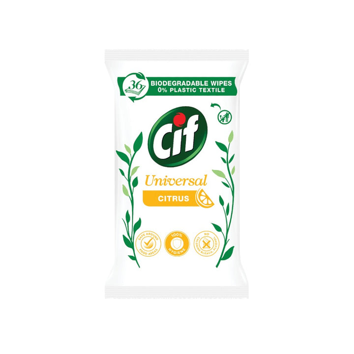 Cif – biologisch abbaubare Reinigungstücher, Zitrusfrüchte, 36 Stück.