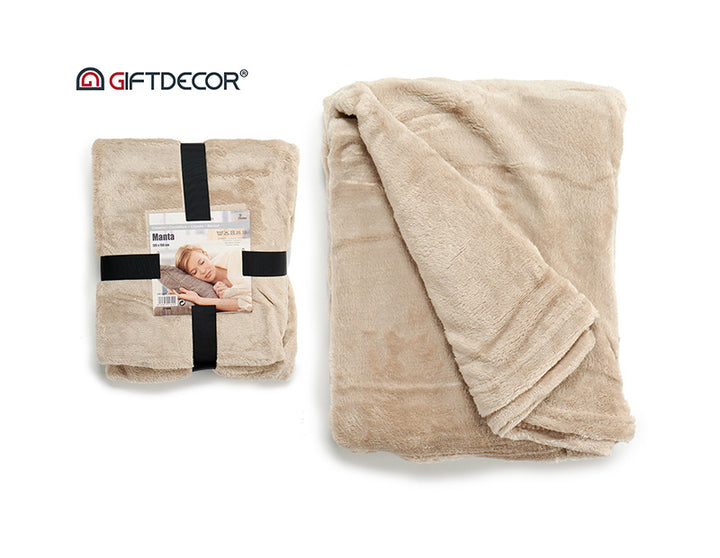 Giftdecor Flaneltæppe 125x150 - Lysebrun - Dollarstore.dk