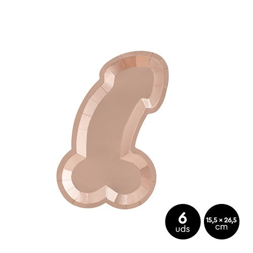 Oh-Plates - Roségoldene Pappteller 6 Stück 15,5x26,5cm