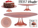 Vivalto - Stor lagkagefod i glas 33cm Rosenguld/pink