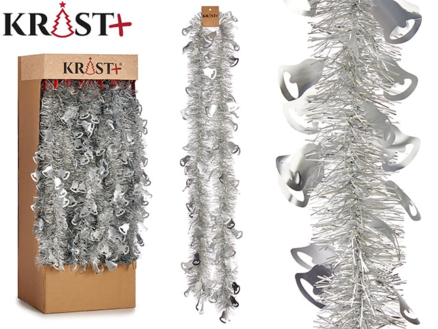 Krist – Girlande 200 x 9 cm – metallisches Silber mit Glockenfigur