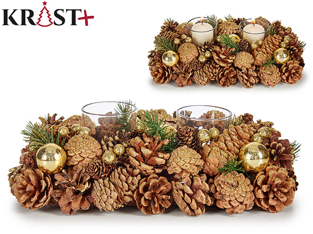 Krist - Tischkerzenhalter zentral für 2-flammige Dekoration