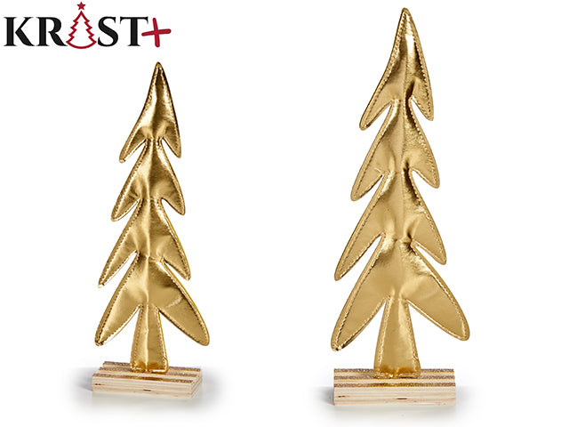 Krist - Goldfarbener Weihnachtsbaum aus Stoff auf Holzsockel 33cm