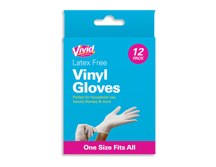 Vivid – Vinyl-Handschuhe, 12 Stück, Universalgröße