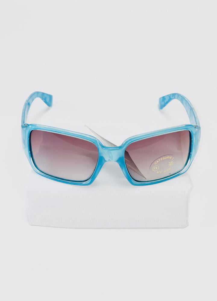 Kindersonnenbrille UV - Blau mit Blumen an der Seite