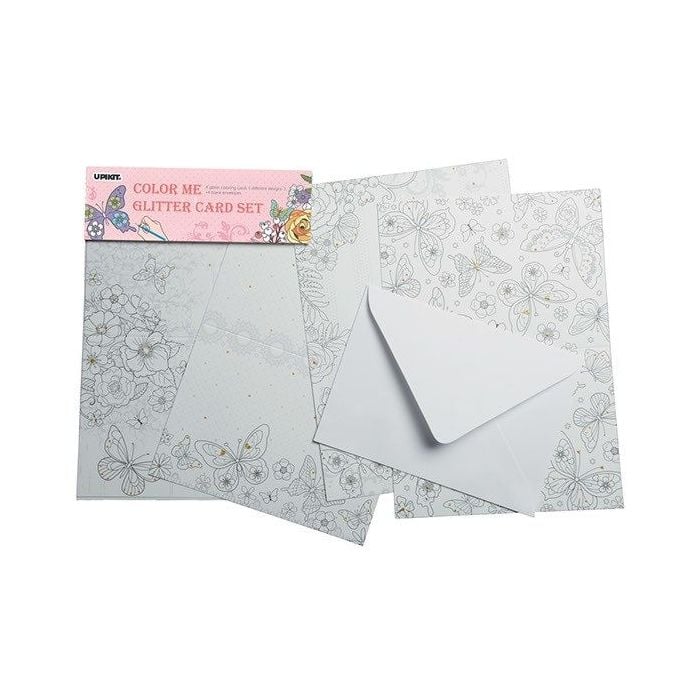 HOBBY2YOU Color Me Kartenset Blume (4 Karten/4 Umschläge)
