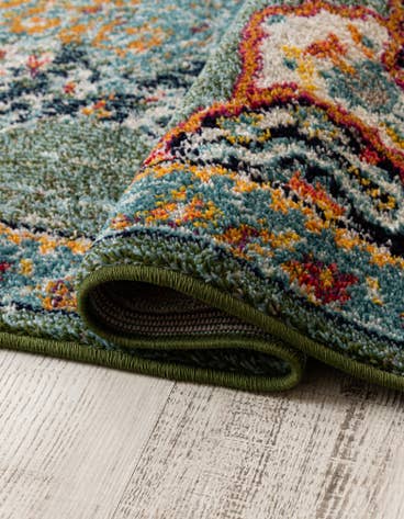 Vintage Garden Tæppe - 155×215 cm Grøn & Creme med Rustfarvede Detaljer