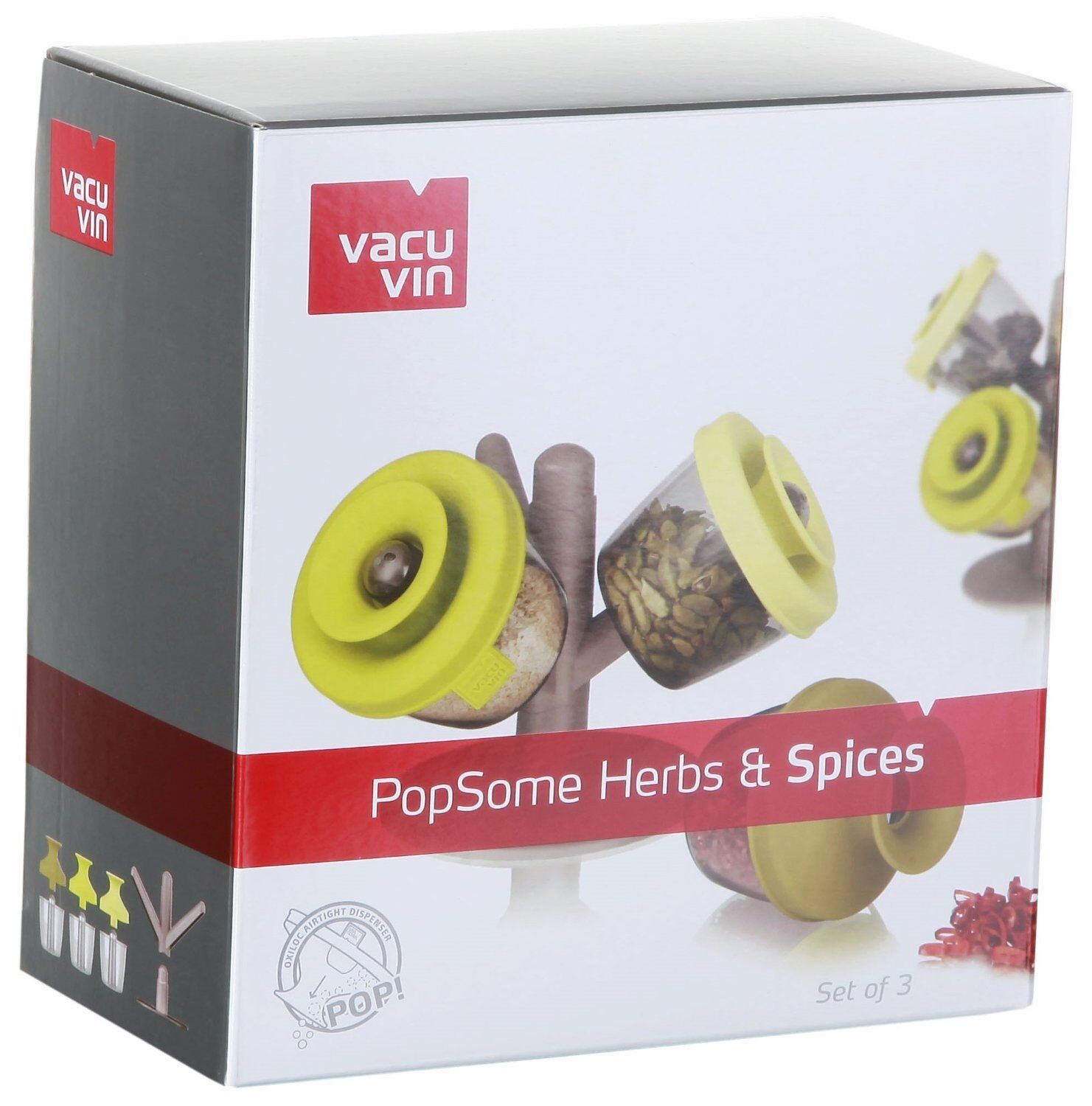 Vacuvin - Aufbewahrungsset für Kräuter und Gewürze mit grünem Halter