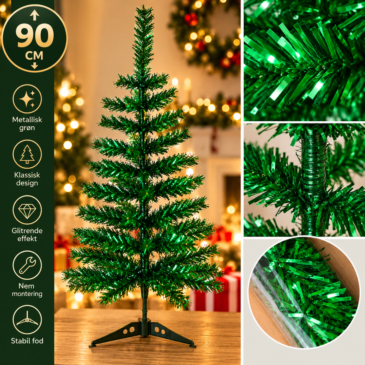 Krist - Weihnachtsbaum Metallic Grün 90cm (künstlich)