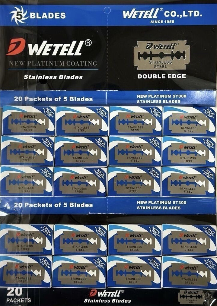 Wetell Barberblade – 20 pakker á 5 stk – Stainless Steel