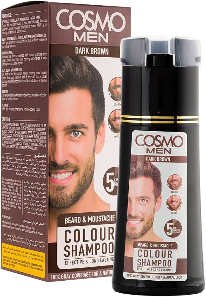 Cosmo Hårfarve/ Skæg Shampoo – [Dark Brown] (180 ml)