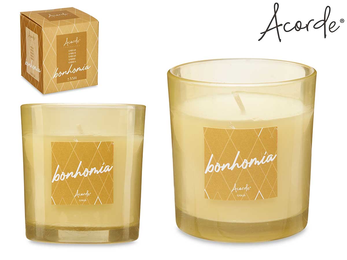 Acorde – 35 Stunden 120gr Duftkerze im Glas in Geschenkbox Amber