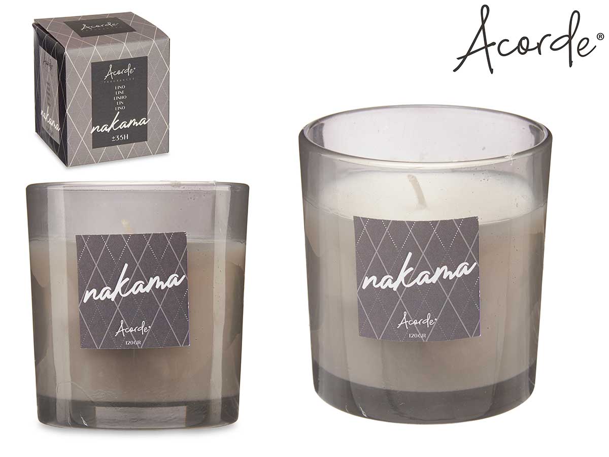 Acorde - Nakama 120gr Duftkerze im Glas Leinen in Geschenkbox 35 Stunden