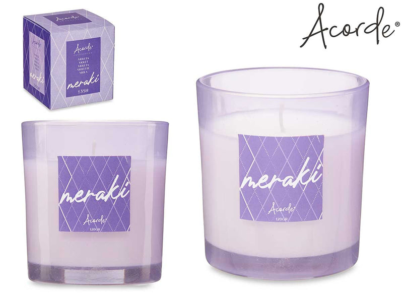 Acorde - Meraki 120gr Duftkerze im Glas Violette in Geschenkbox 35 Stunden