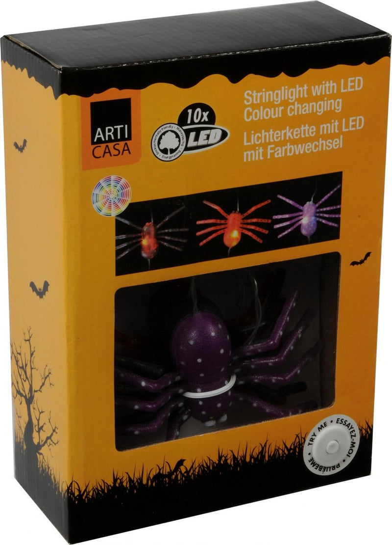 ArtiCasa Lichterkette mit 10 Spinnenfarben