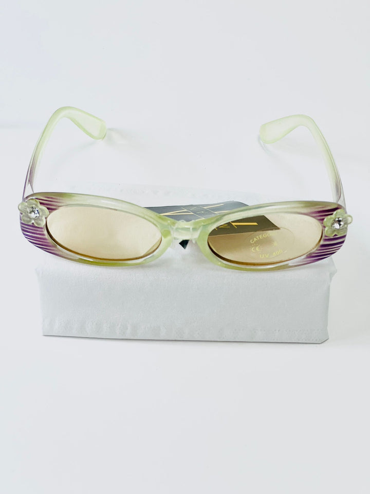 Kindersonnenbrille UV - Gelb und Lila gestreift