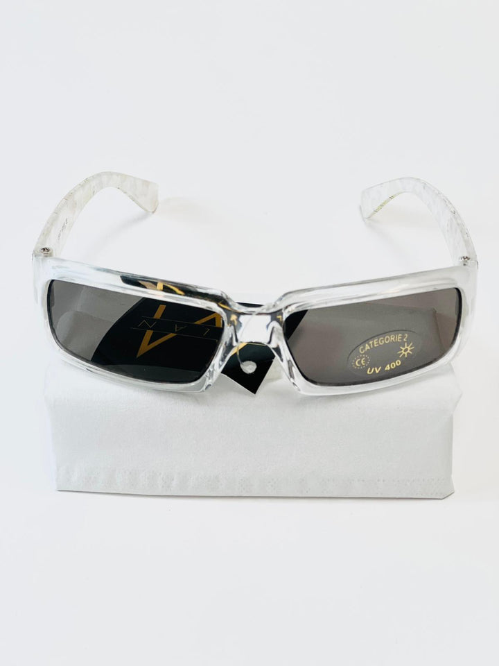 Kindersonnenbrille UV – Klarer Rahmen mit Tieren an der Seite