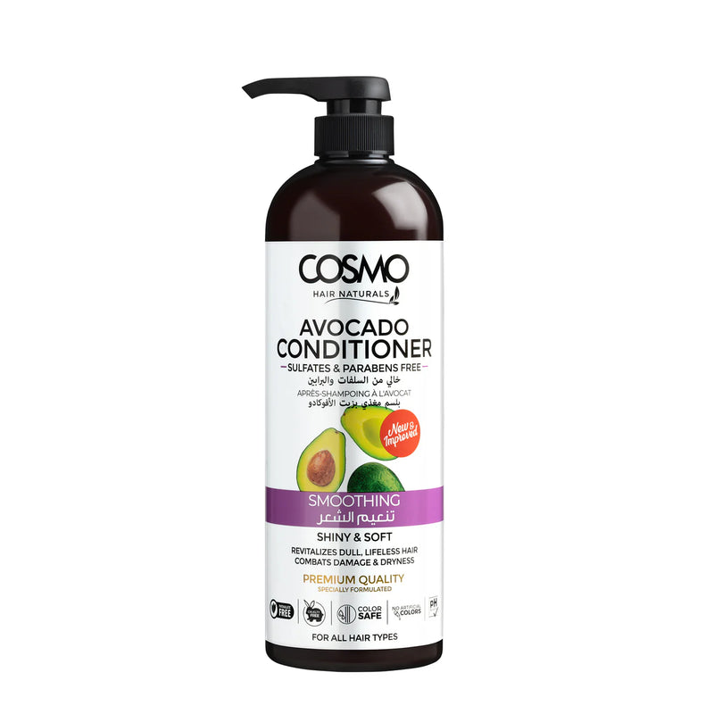 Cosmo 1000ml Pumpe Balsam Avocado – Sulfat- og parabenfri, farvebevarende, pH-balanceret.