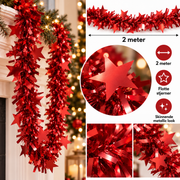 Krist - Girlande 200x9cm - Metallic-Rot mit Figuren