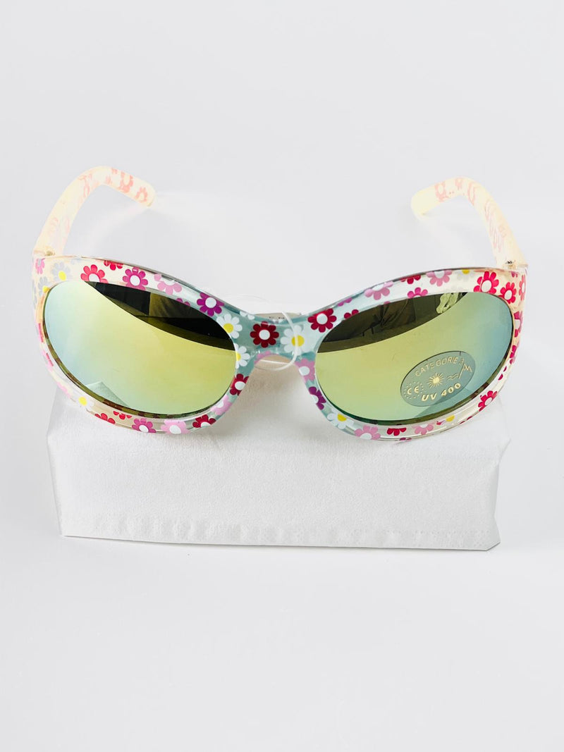 Kindersonnenbrille UV - Gelb und Blau mit Blumen