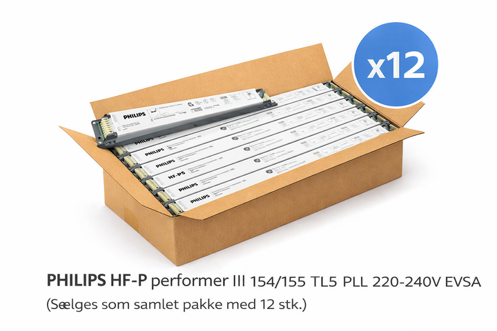 Philips HF-P Performer III 154/155 TL5 PLL 220–240V EVSA – Kasse med 12 stk.