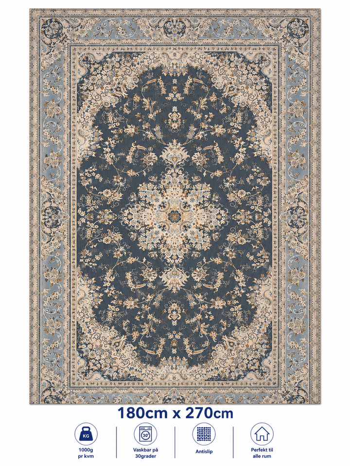 Stilrent tæppe 180x270 cm -  Imperial Palace Blue