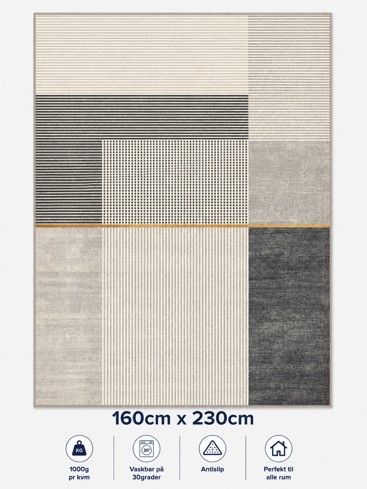 Stilrent tæppe 160x230 cm, Scandi Line Beige