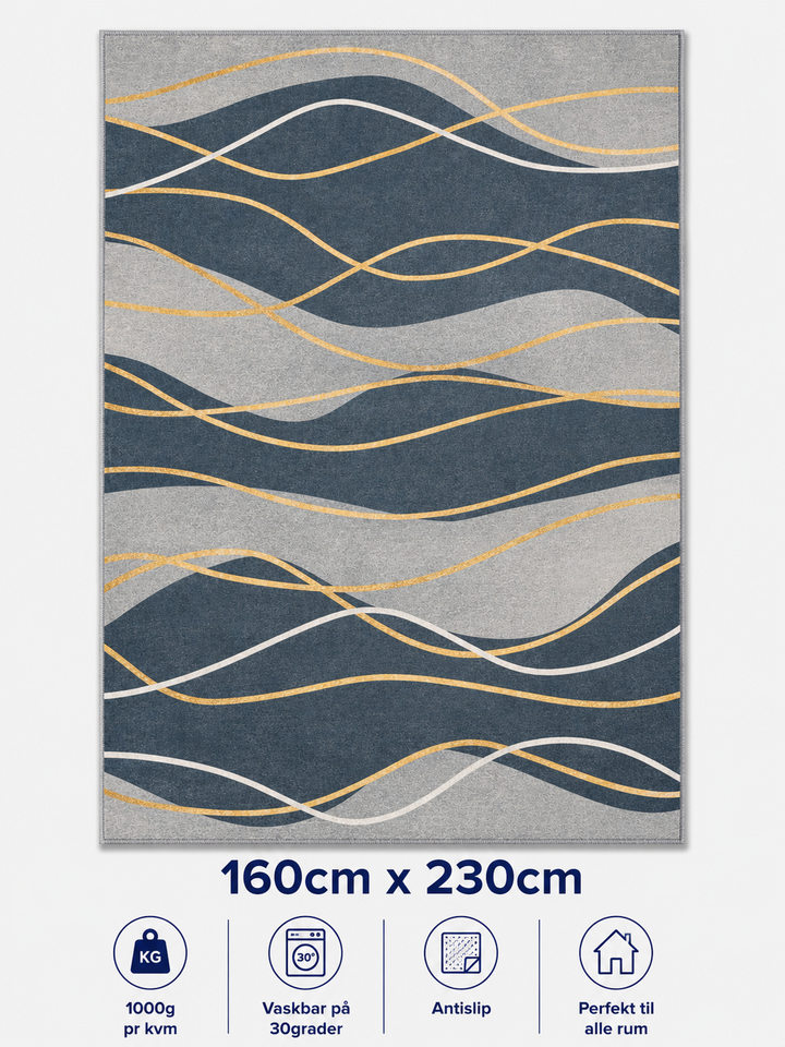 Stilrent tæppe 160x230 cm, Ocean Flow