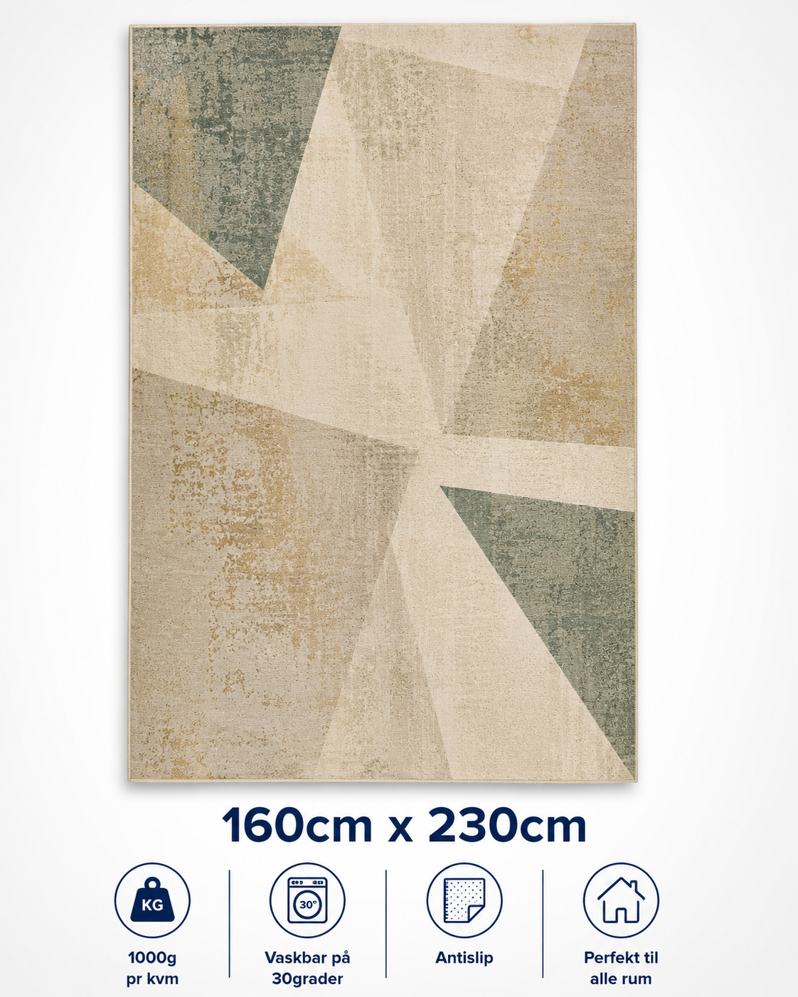 Stilrent tæppe 160x230 cm, Nordic Geometry Beige