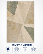 Stilrent tæppe 160x230 cm, Nordic Geometry Beige