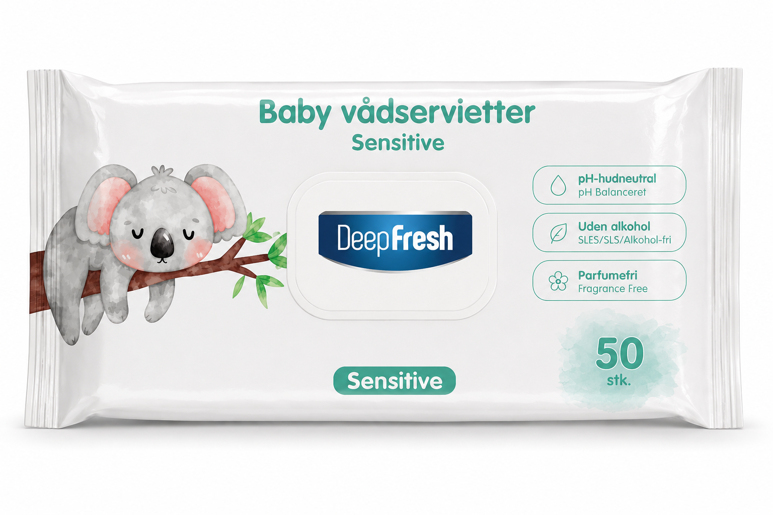Kasse med 24 pakker - DeepFresh Baby Vådservietter Sensitive