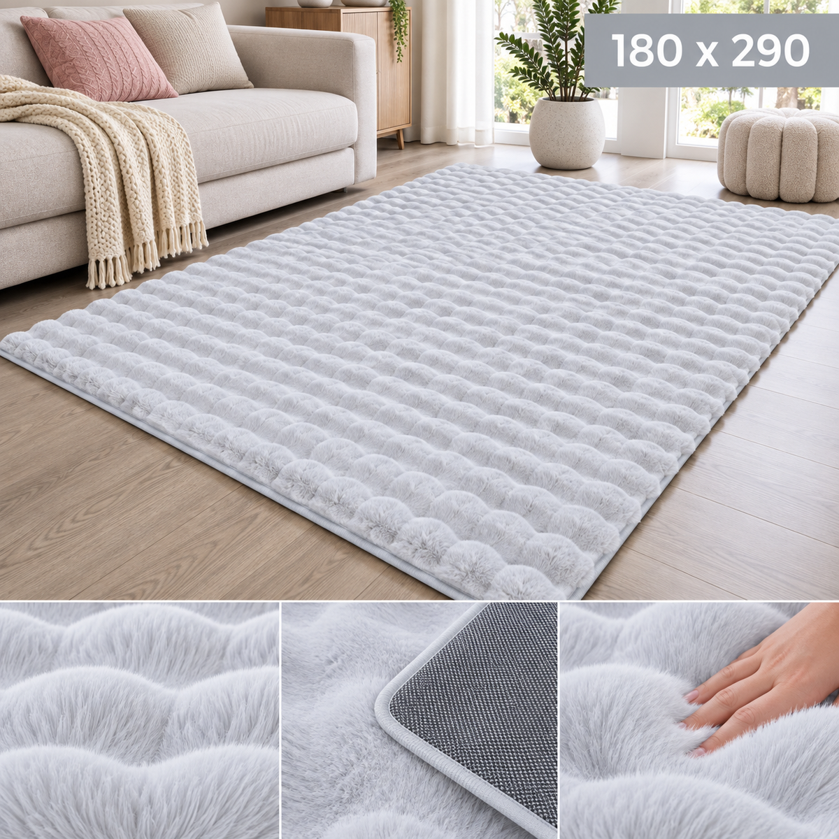 Velour Bubble Cloud Gray Tæppe 180x290 cm
