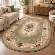 Floral Heritage Tæppe - 160×245 cm Salviegrøn & Creme med Blomstermønster
