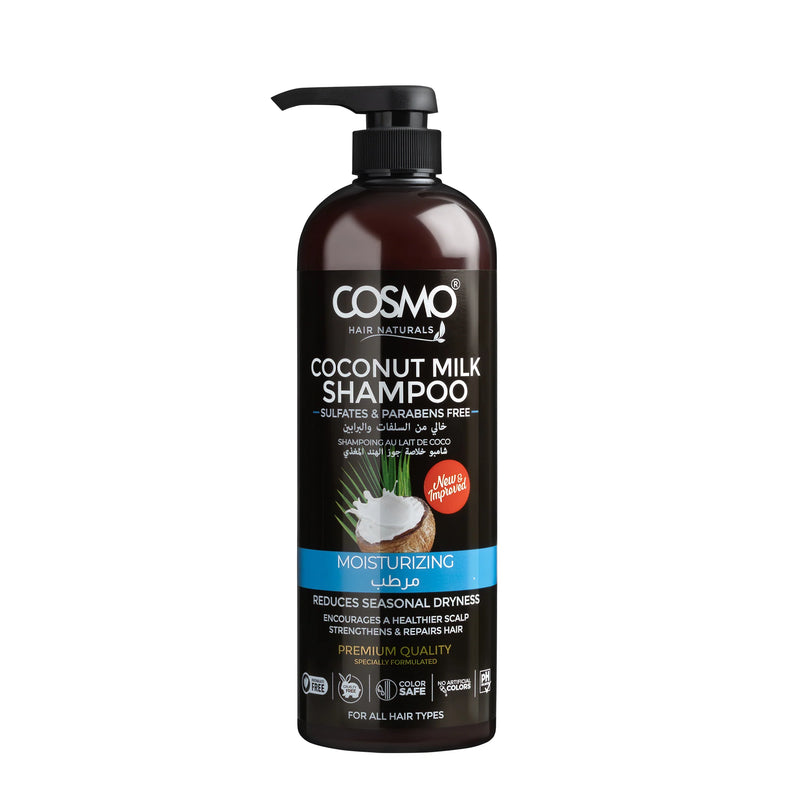 Cosmo 1000ml Pumpe Shampoo Kokosmælk– Sulfat- og parabenfri, farvebevarende, pH-balanceret.