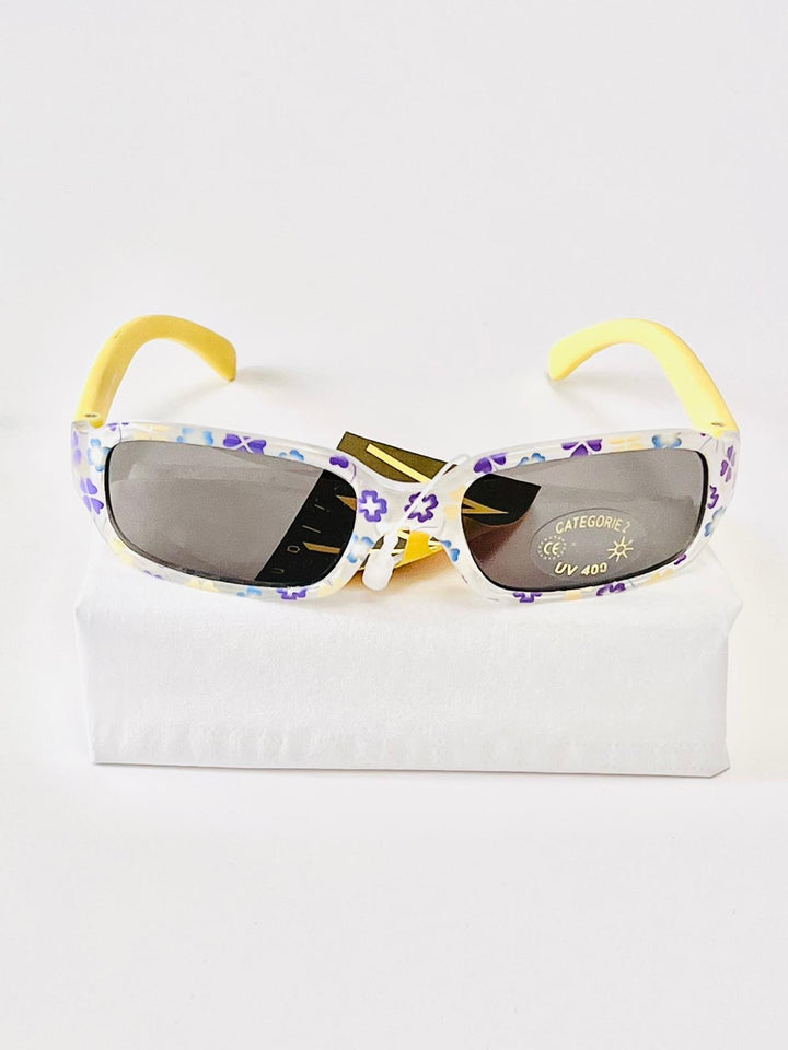 Kindersonnenbrille UV – Gelb und klar mit Blumen