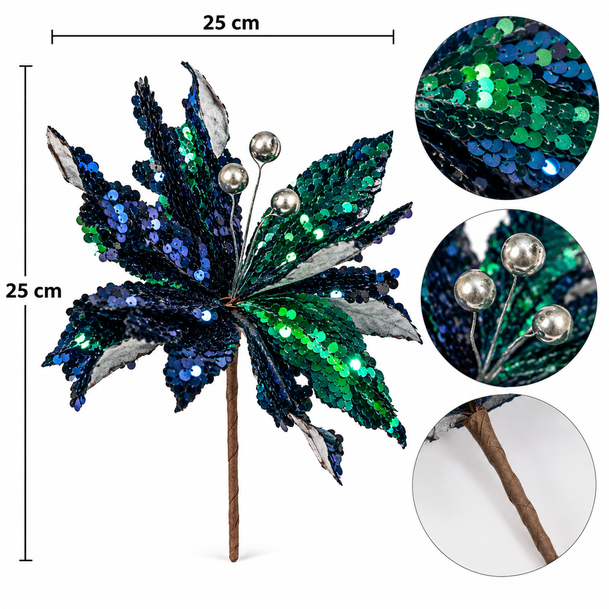 Kristall – Grün-Metallic-Farbe – Frühlingsblume mit Beeren
