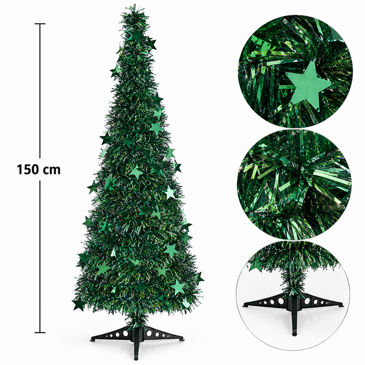 Krist - Wirbelnder Weihnachtsbaum 150 cm, Farbe Metallic-Grün. Klappfunktion