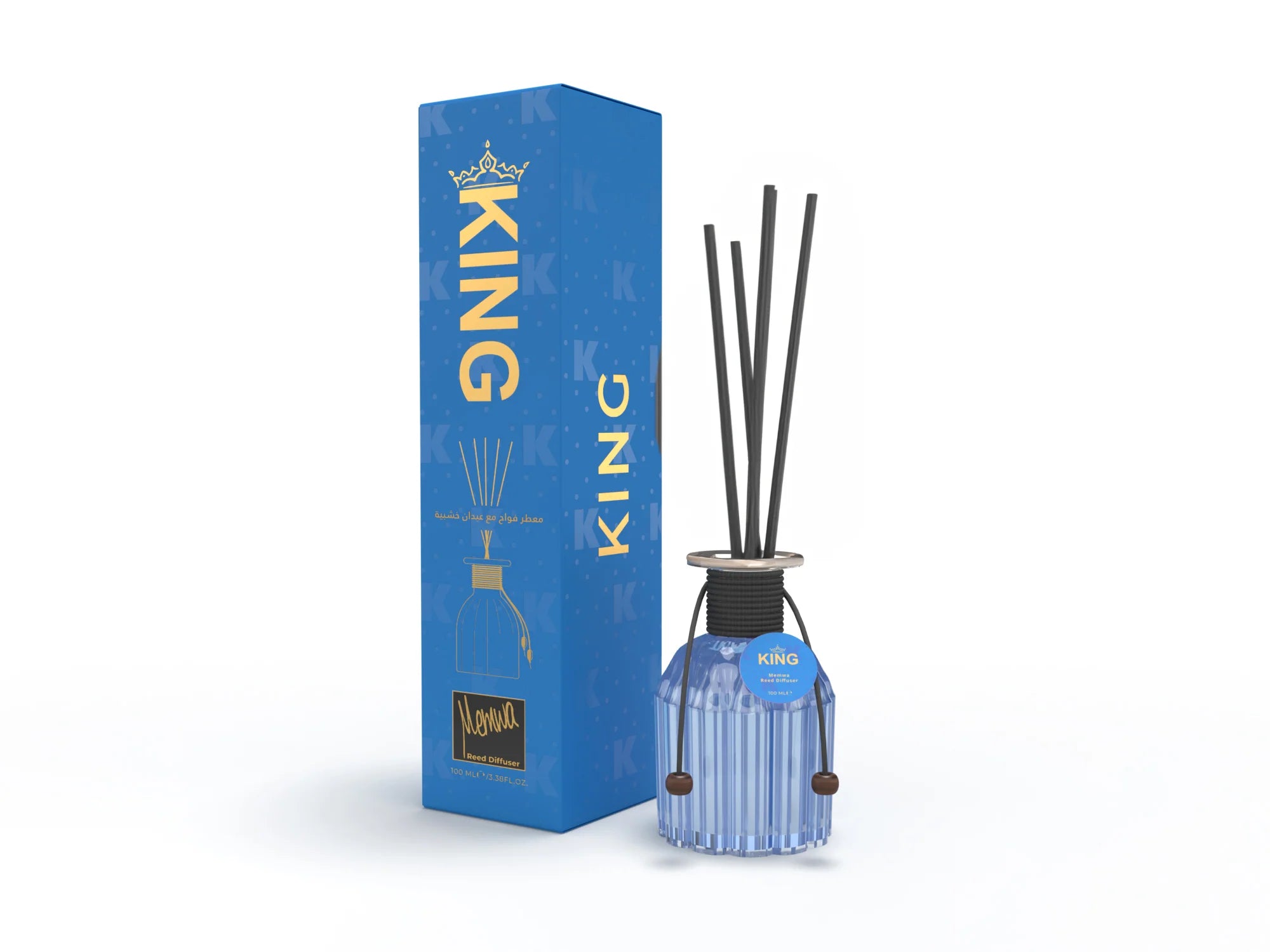 Aromadiffuser 100ml (KING) med pinde i stilfuldt glas