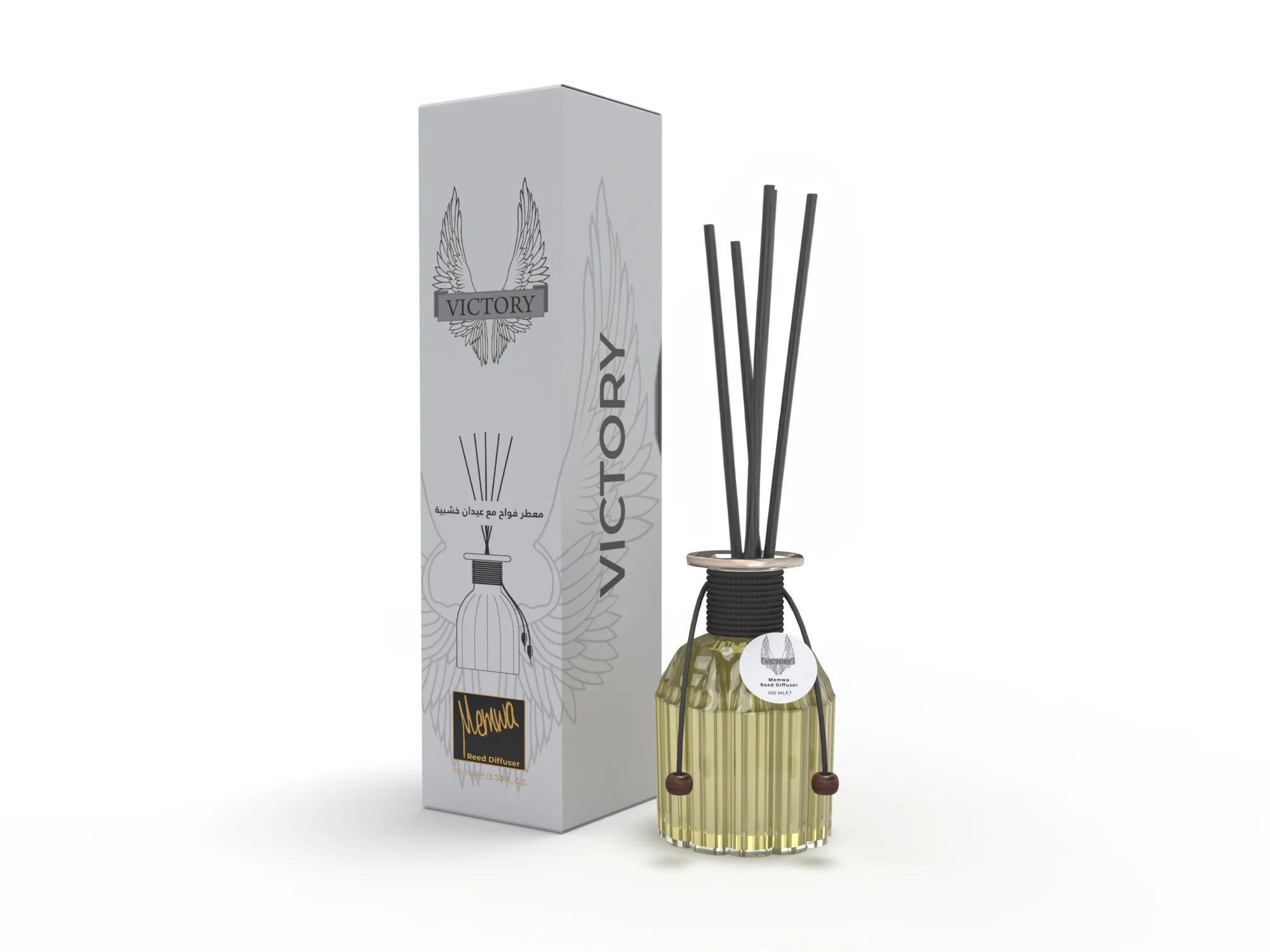 Aromadiffuser 100ml (Victory) med pinde i stilfuldt glas