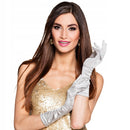 Boland Sølvfarvede satinhandsker 40 cm