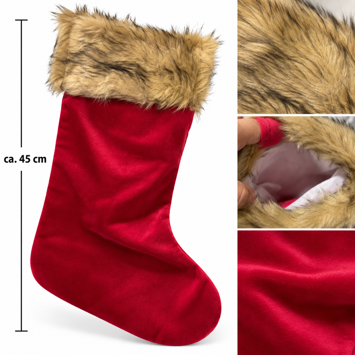 Krist – Velours-Weihnachtssocken – rote Farbe