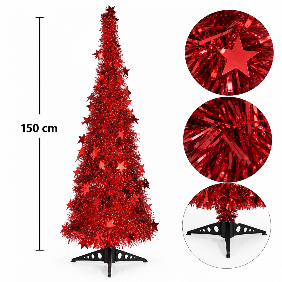 Krist - Wirbelnder Weihnachtsbaum 150 cm, Farbe Metallic-Rot. Klappfunktion