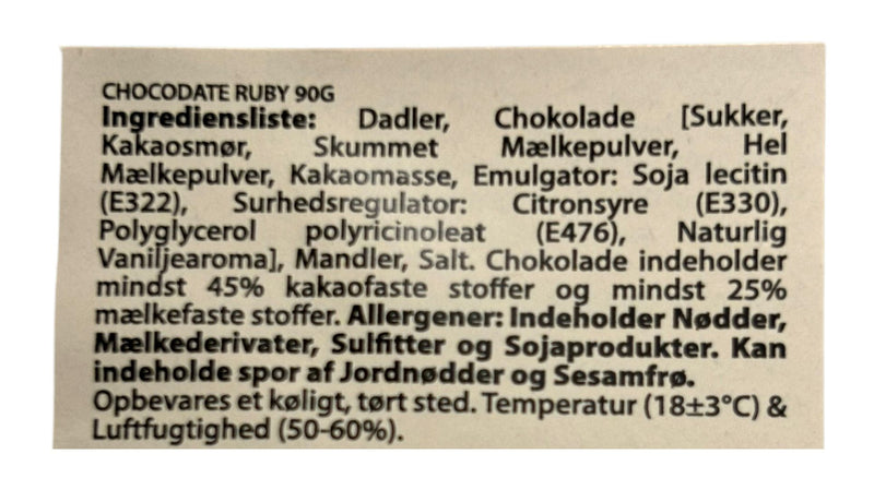 3 Poser Chokolade Dadler med Mandel og Rubychokolade