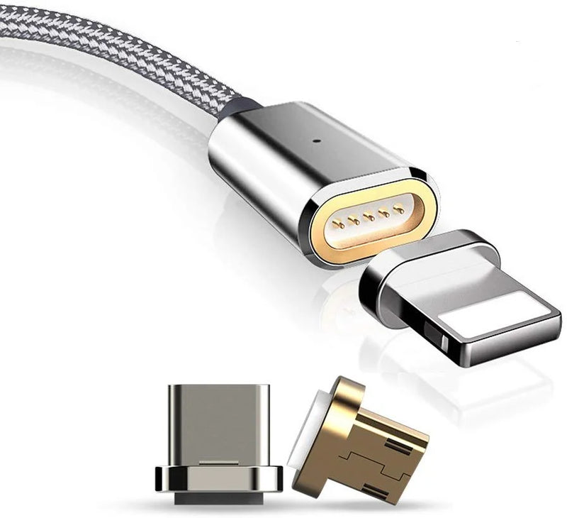 3-in-1 magnetisches Ladekabel mit Micro-USB, Typ C, Lightning-Anschluss, 100 cm