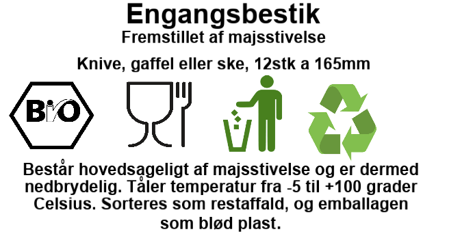 Biobaseret Engangsgafler 168 mm | 12 stk. | Majsstivelse