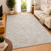 Wave Flow Tæppe – 200x290 cm – Dust Gray (Støvet Lysegrå)